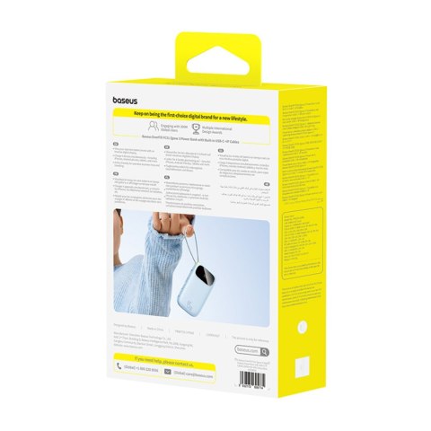Powerbank 20000mAh 45W z wyświetlaczem kablami USB-C Lightning EnerFill FC31 - niebieski BASEUS