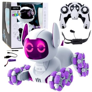 Robot Pies TOOBY Zdalnie Sterowany RC 360° Światła Dźwięki Biało-Fioletowy LEAN Toys
