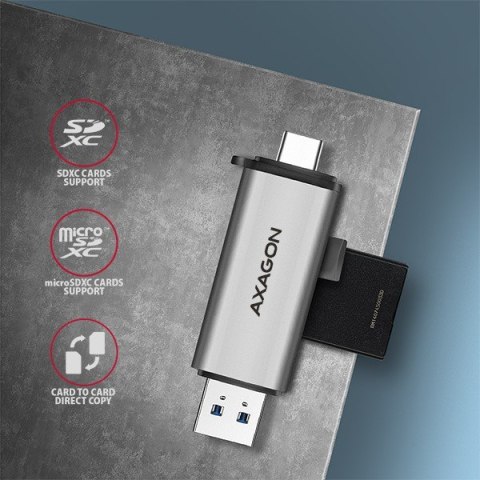 CRE-SAC Czytnik kart zewnętrzny USB3.2 Gen 1 Type-C + Type-A SD/microSD AXAGON