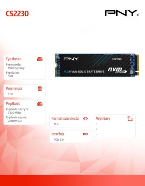 Dysk SSD 1TB M.2 2280 CS2230 M280CS2230-1TB-RB PNY