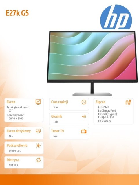 Monitor E27K G5 4K 6N4C4AA HP Inc.