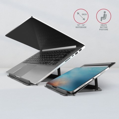STND-L Podstawka do laptopów aluminiowa 10-16", 4 regulowane kąty nachylenia AXAGON