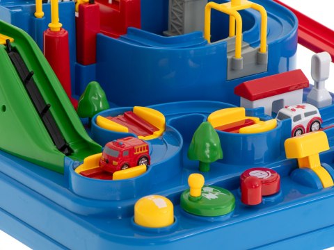 Tor przeszkód interaktywny samochodowy wyścigi parking 3 pojazdy straż radiowóz ambulans, 1 helikopter 32x32cm XXL Kik Sp. z o. o. Sp. k.