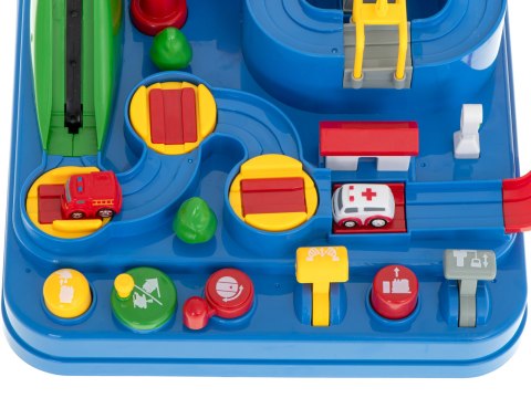 Tor przeszkód interaktywny samochodowy wyścigi parking 3 pojazdy straż radiowóz ambulans, 1 helikopter 32x32cm XXL Kik Sp. z o. o. Sp. k.