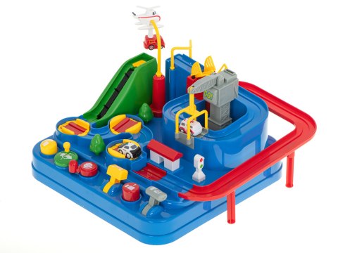 Tor przeszkód interaktywny samochodowy wyścigi parking 3 pojazdy straż radiowóz ambulans, 1 helikopter 32x32cm XXL Kik Sp. z o. o. Sp. k.