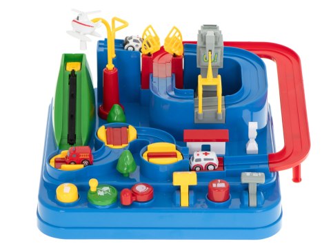 Tor przeszkód interaktywny samochodowy wyścigi parking 3 pojazdy straż radiowóz ambulans, 1 helikopter 32x32cm XXL Kik Sp. z o. o. Sp. k.