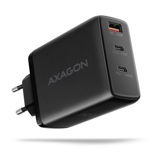 ACU-DPQ100 Ładowarka sieciowa GaN 100W, 3x port (USB-A + dual USB-C) PD3.0/QC4+/PPS/Apple Czarna AXAGON