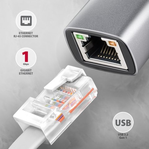 ADE-TXPD Karta sieciowa Gigabit Ethernet adapter, USB-C 3.2 Gen 1, instalacja automatyczna, Asix AX8817, PD 100W AXAGON