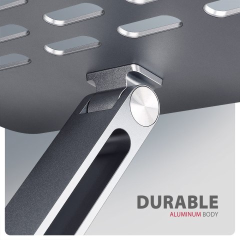 HMC-STND Stojak z wieloportowy hub Aluminiowy 7in1, 5Gbps, do 10"-16" cali laptopów, nastawny, 3x USB-A, HDMI 4K/60Hz, GLAN, PD  AXAGON