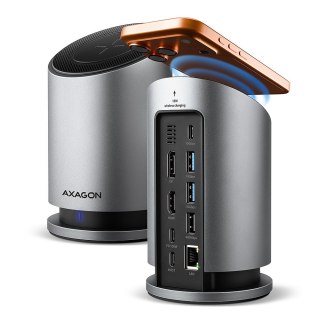 HMC-WL9 Wieloportowy hub USB 9in1, 10Gbps, 3xUSB-A, 1xUSB-C, DP 8K/60Hz, HDMI 4K/60Hz, PD 100W, GLAN, 100cm USB-C kabel, wireles AXAGON