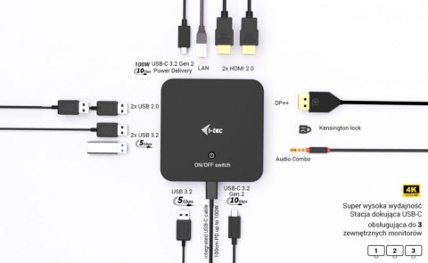 Stacja dokująca USB-C DP Dual HDMI Power Delivery 100W + Uniwersalna Ładowarka 100W I-tec