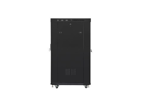 Szafa stojąca 19 cali 22U 800x1000 drzwi szklane LCD (flat pack) V2 czarna Lanberg