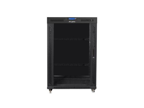Szafa stojąca 19 cali 22U 800x1000 drzwi szklane LCD (flat pack) V2 czarna Lanberg
