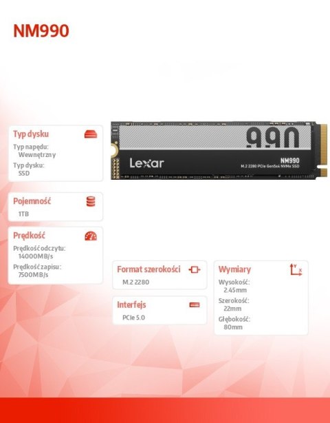 Dysk SSD NM990 1TB Gen5 14000/7500 Lexar