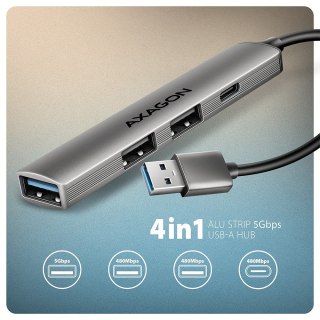 HUE-STA HUB 4-portowy 1x USB-A 5Gbps, 2x USB2.0 + 1x USB-C 2.0, 12cm kabel USB-A AXAGON