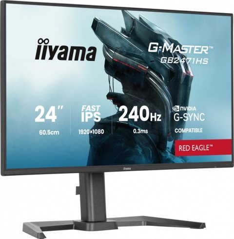 Monitor 23,8 cala GB2471HS-B1 Fast IPS,FHD,240Hz,2xHDMI,DP, 350cd, HAS(150) PIVOT, Adaptive G-SYNC - 1920 x 1080 @48-240Hz Disp IIYAMA