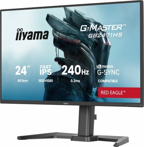 Monitor 23,8 cala GB2471HS-B1 Fast IPS,FHD,240Hz,2xHDMI,DP, 350cd, HAS(150) PIVOT, Adaptive G-SYNC - 1920 x 1080 @48-240Hz Disp IIYAMA