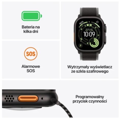 Watch Ultra 3 GPS + Cellular koperta 49 mm z tytanu w kolorze naturalnym, opaska Alpine w kolorze jasnoniebieskim - rozmiar L Apple