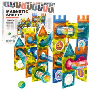 Zestaw Klocki Magnetyczne Konstrukcyjne Tor Kulkowy Kolorowe 98 el. LEAN Toys