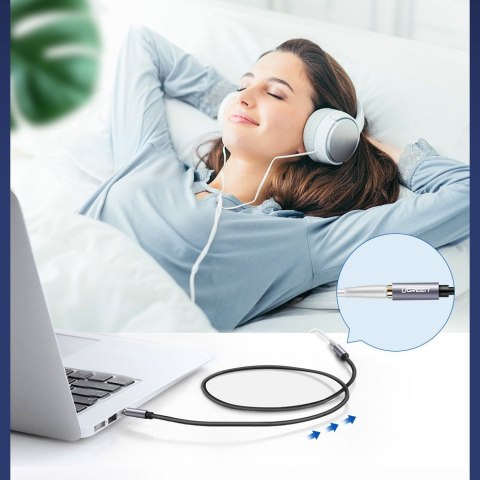 Przewód kabel przedłużacz do słuchawek AUX 3.5mm mini jack 3m srebrny UGREEN