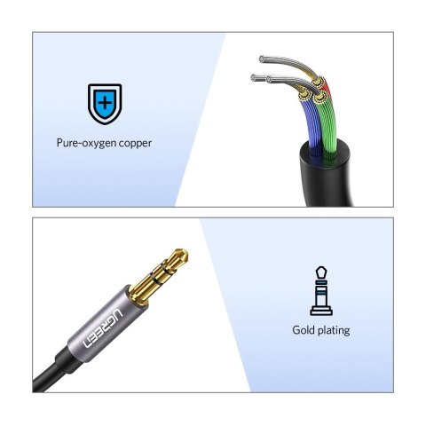 Przewód kabel przedłużacz do słuchawek AUX 3.5mm mini jack 3m srebrny UGREEN