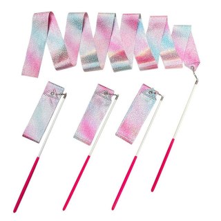 Wstążka Gimnastyczna Do Tańca Ćwiczeń Róż Fiolet Błękit Błyszcząca 205x5cm LEAN TOYS