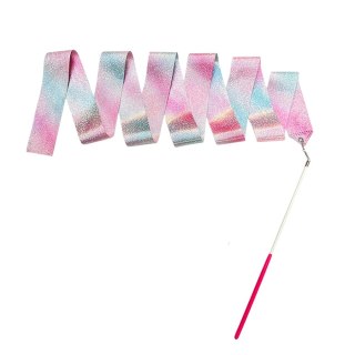 Wstążka Gimnastyczna Do Tańca Ćwiczeń Róż Fiolet Błękit Błyszcząca 205x5cm LEAN TOYS