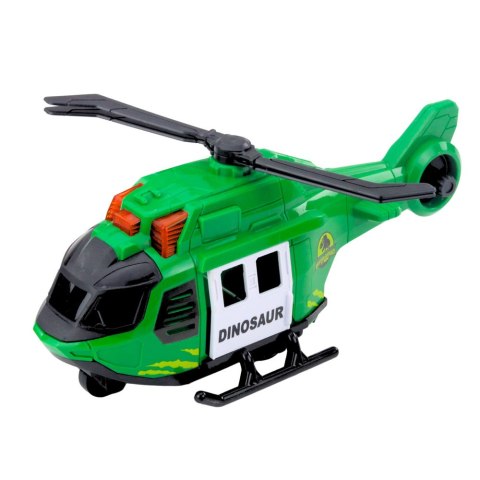 Zestaw Ciężarówka Helikopter Klatka Z Dinozaurem Świata Dźwięki Zielona LEAN Toys