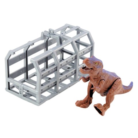 Zestaw Ciężarówka Helikopter Klatka Z Dinozaurem Świata Dźwięki Zielona LEAN Toys