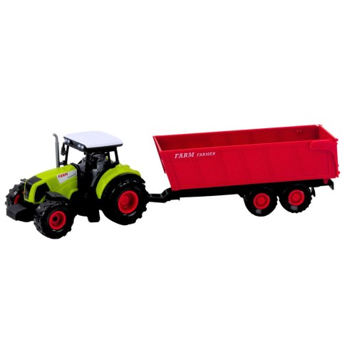 Zestaw Ciężarówka Traktor Z Przyczepą Światła Dźwięki Czerwona LEAN Toys