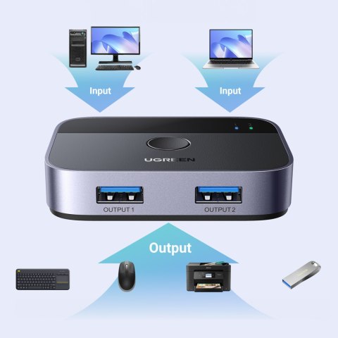 2w1 Adapter 2x USB-A 3.0 (wejście) / 2x USB-A (wyjście) - szary UGREEN