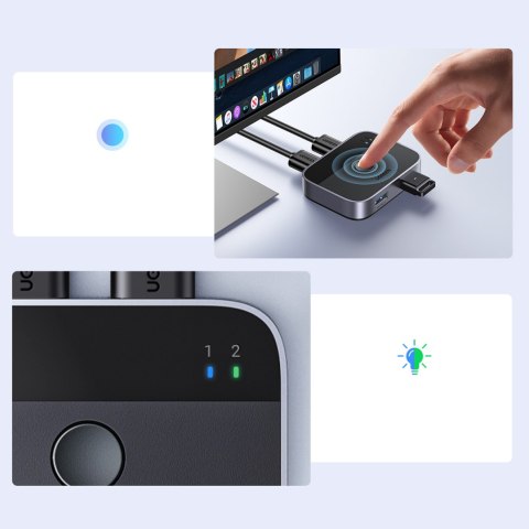 2w1 Adapter 2x USB-A 3.0 (wejście) / 2x USB-A (wyjście) - szary UGREEN