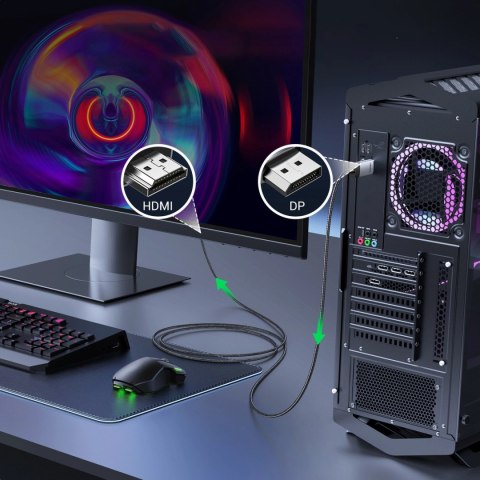 Kabel przewód DisplayPort - HDMI 4K 60Hz 3m - szary UGREEN