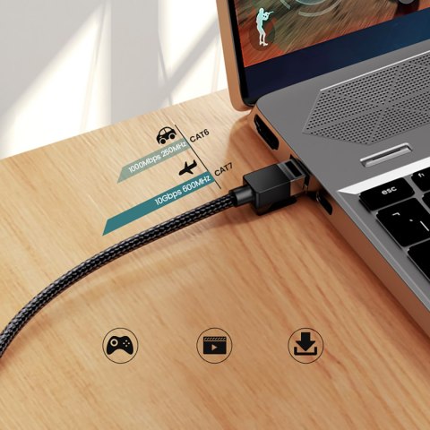 Kabel przewód Ethernet sieciowy RJ45 Cat 7 10Gbps 10m - czarny UGREEN