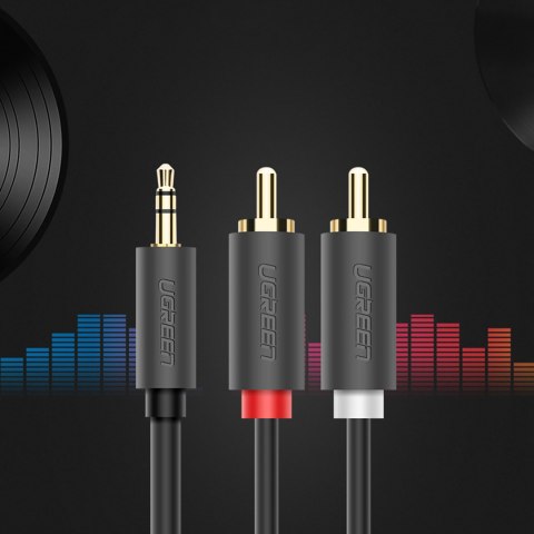 Kabel przewód audio 3.5mm minijack (męski) - 2RCA (męski) 2m - szary UGREEN