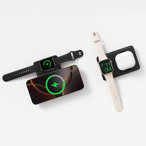 Powerbank 2w1 10000mAh USB-C do iPhona Apple Watch MagSafe 27W z kablem USB-C - czarny BASEUS