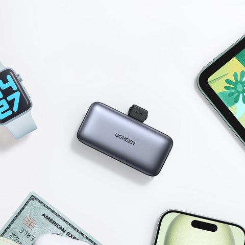 Powerbank 5000mAh zintegrowane złącze USB-C (męski) / USB-C (żeński) - szary UGREEN