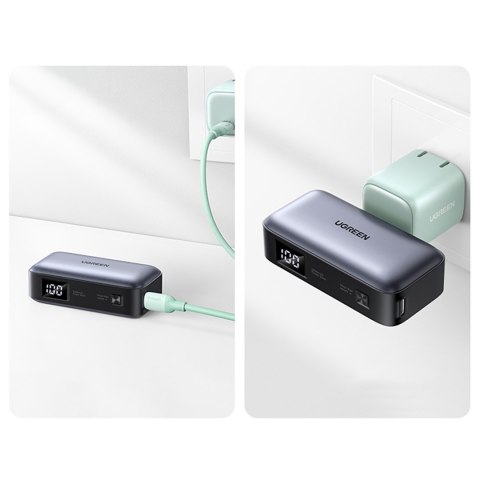 Powerbank 5000mAh zintegrowane złącze USB-C (męski) / USB-C (żeński) - szary UGREEN