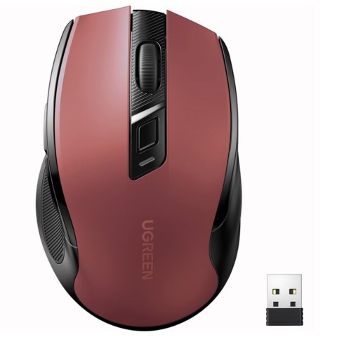 Precyzyjna mysz bezprzewodowa USB 2.4GHz Bluetooth 5.0 optyczna 4000 DPI czerwona UGREEN