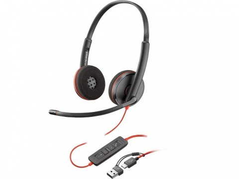 Słuchawki Blackwire 3220 Stereo USB-C Headset +USB-C/A Adapter 8X228A POLY