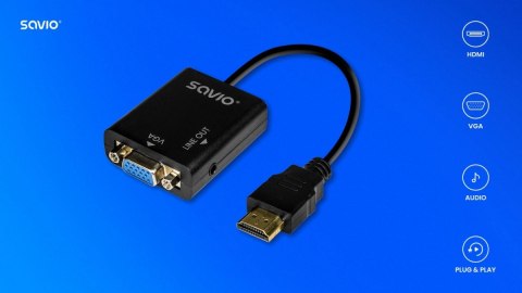 Adapter HDMI-VGA z audio AK-76 Savio