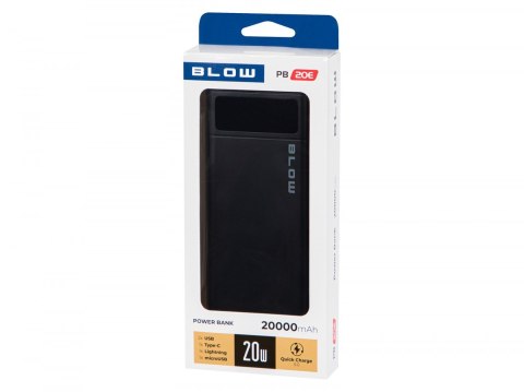 PowerBank PB20E QC+PD 20W 20000mAh+lightning Czarny BLOW