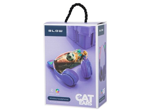Słuchawki bezprzewodowe Bluetooth 5.0 LED dla dzieci fioletowe uszy BLOW
