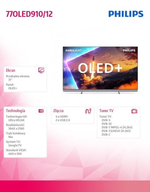 Telewizor 77 cali OLED 77OLED910/12 Philips