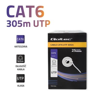 Kabel sieciowy/skrętka UTP | CAT6 | 305m Qoltec