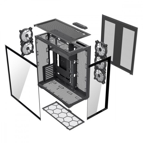Obudowa Volcano Space XL ARGB Full Tower 5 wentylatorów, czarna MODECOM