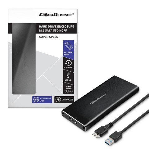 Obudowa | kieszeń do dysków SSD M.2 SATA | NGFF | USB 3.0 Qoltec