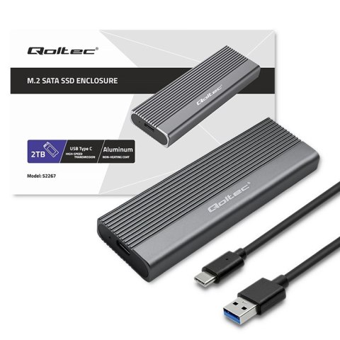 Obudowa | kieszeń na dysk SSD M.2 | SATA | NGFF | USB-C | Super speed 6Gb/s | 2TB | Szara Qoltec