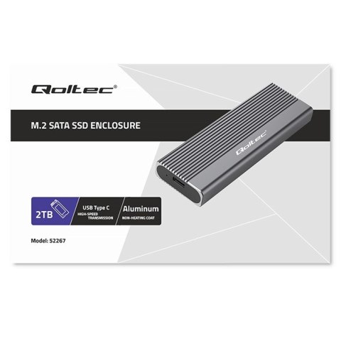 Obudowa | kieszeń na dysk SSD M.2 | SATA | NGFF | USB-C | Super speed 6Gb/s | 2TB | Szara Qoltec