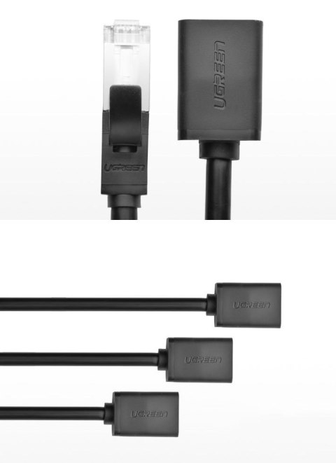 Przedłużacz do kabla skrętki FTP Ethernet RJ45 Cat 6 1000 Mbps 2m czarny UGREEN